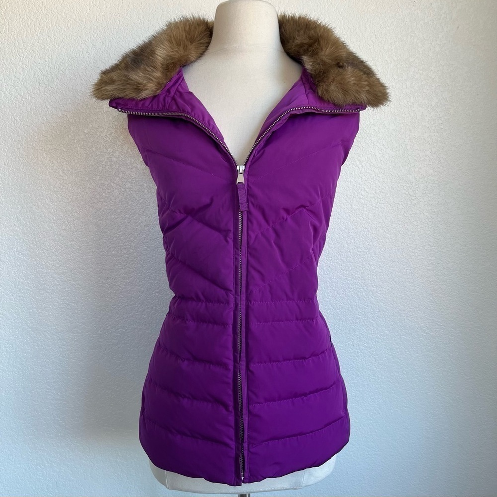 💓Talbots Down Sleeveless Purple Zip Vest With Optional Faux Fur Collar - XL💓